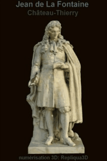 Statue de Jean de La Fontaine à Chateau-Thierry - présentation dynamique du modèle 3D - Repliqua 3D: numérisation 3D d'oeuvres d'art, objets 3D en ligne