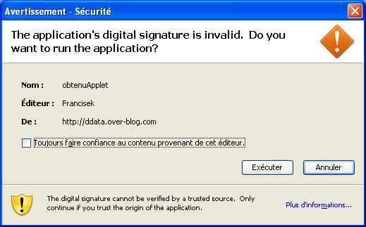 l'alerte de sécurité