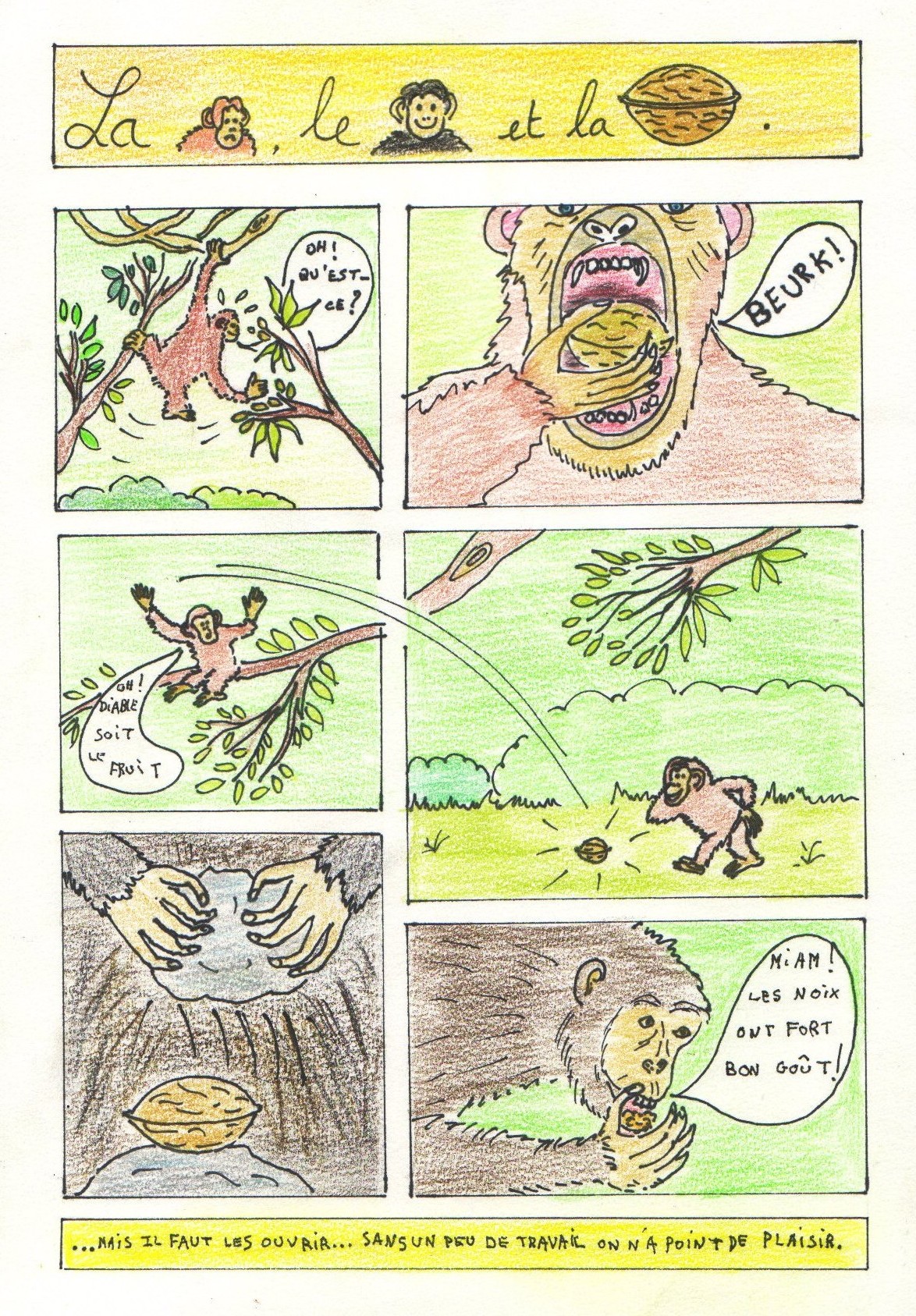 Illustration La Guenon Le Singe Et La Noix Deux poésies (superbement ) illustrées par Quentin - Le blog de la classe de CM2